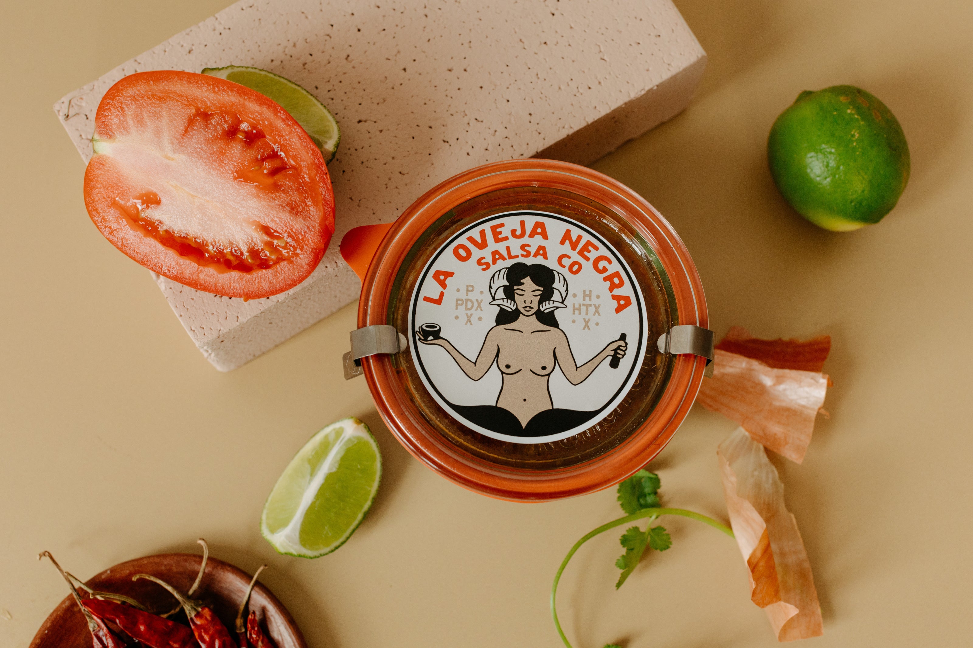 Red salsa with local produce