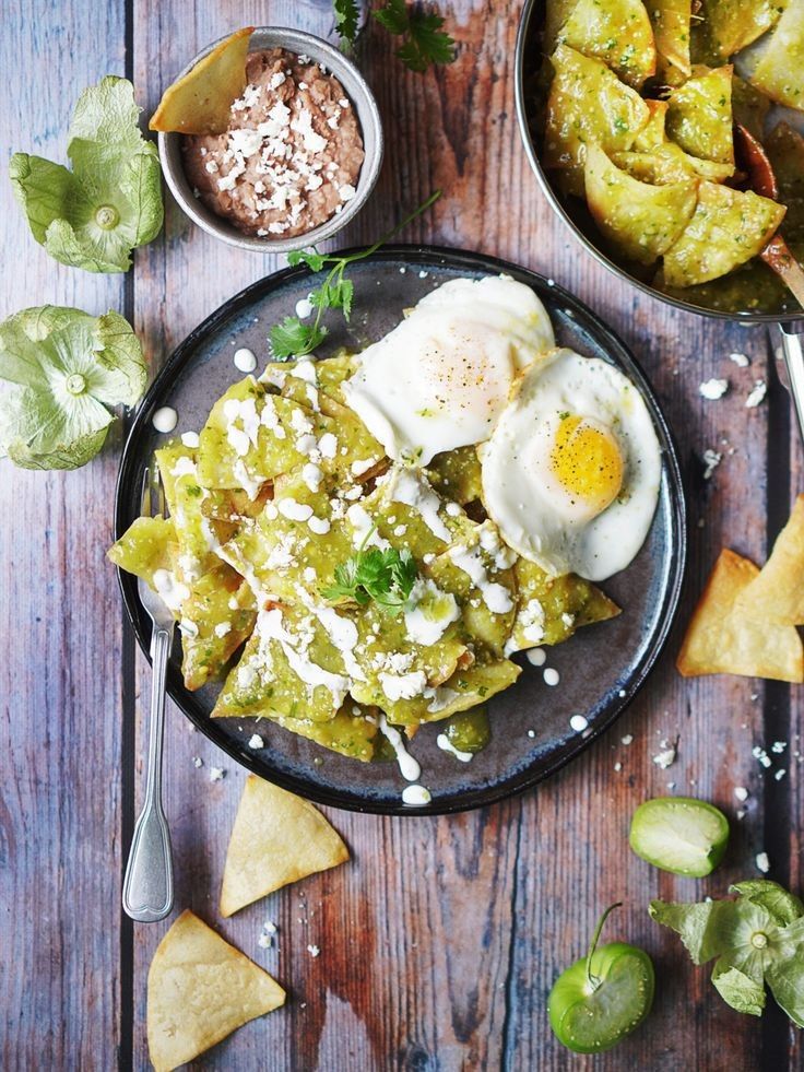 Chilaquiles Rojos with fresh salsa