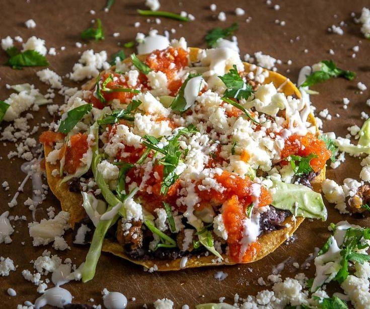 Tostada with no additives spicy salsa